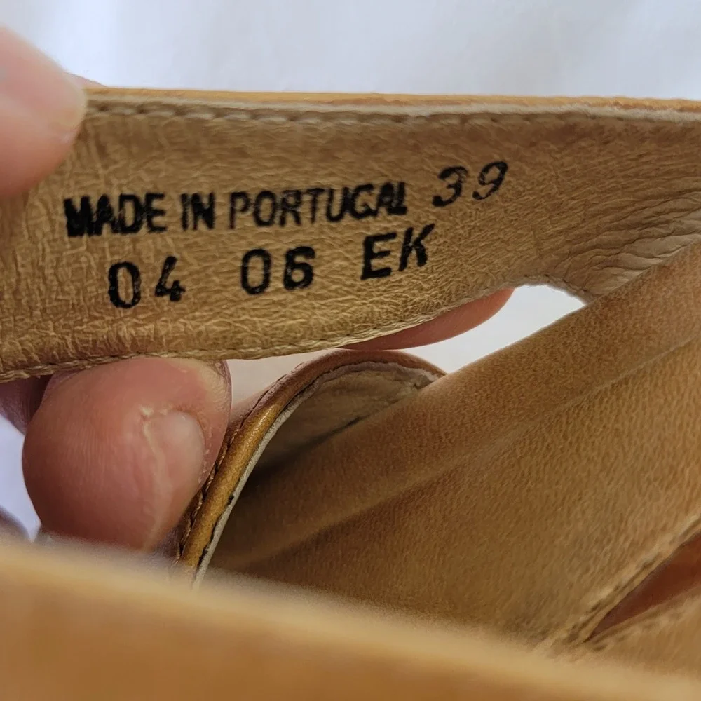 Dansko Womens Tan Leather Strappy Wedge Slide Sandals EU 39 US 8.5-9 Portugal